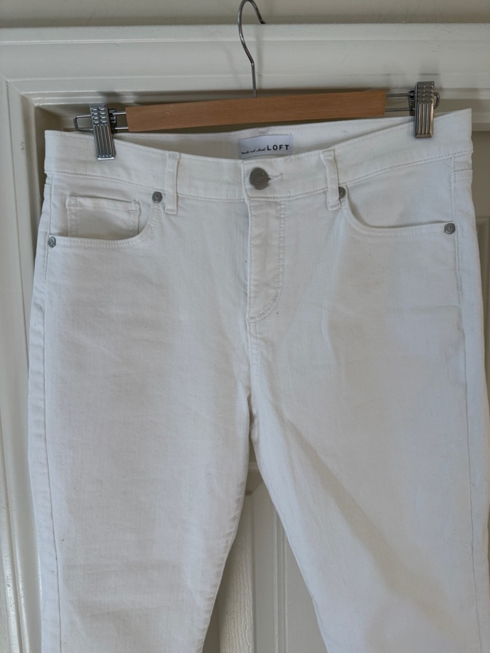 LOFT womens Slim Straight White Jeans